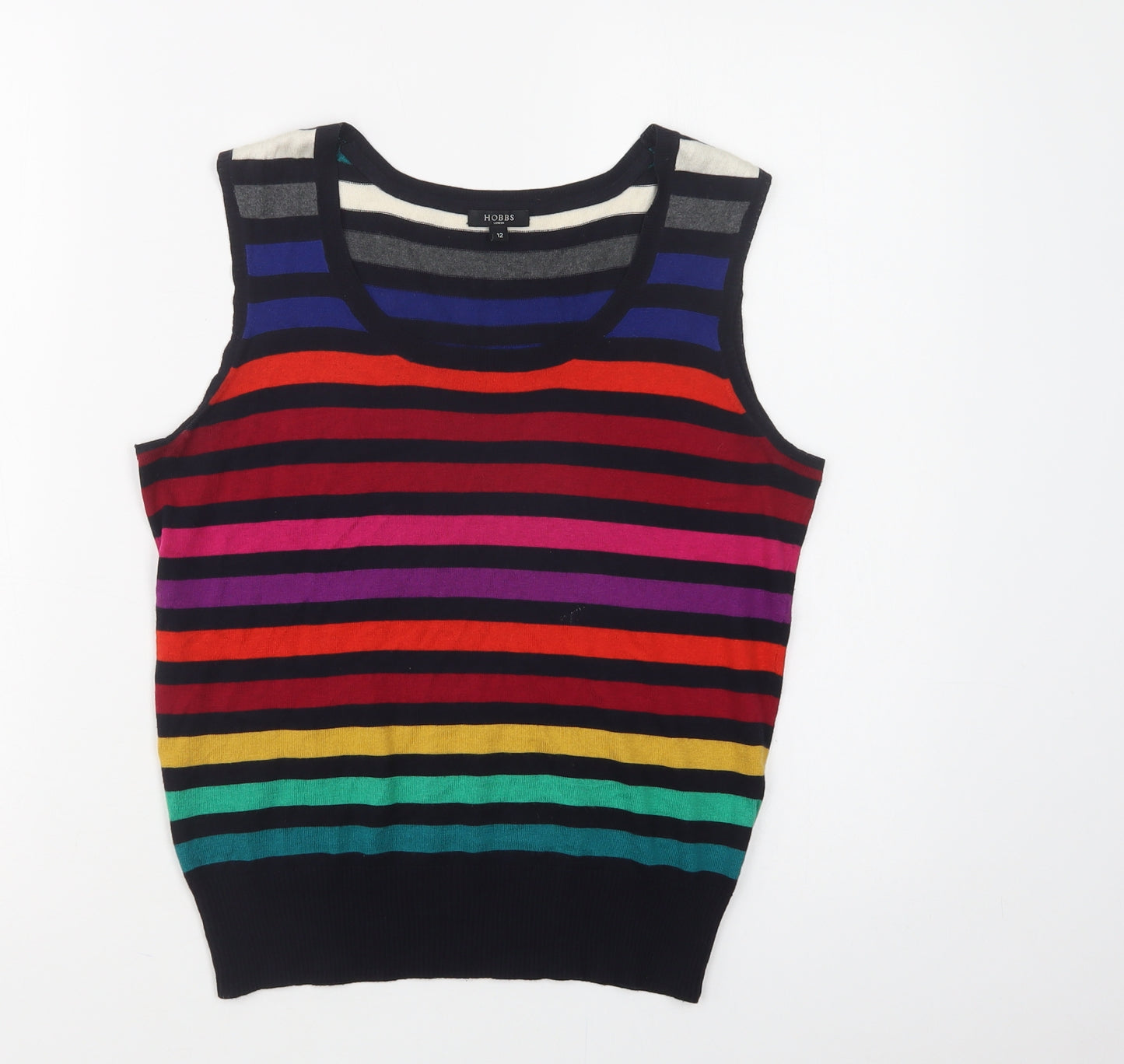 Hobbs Womens Multicoloured Scoop Neck Striped Silk Vest Jumper Size 12