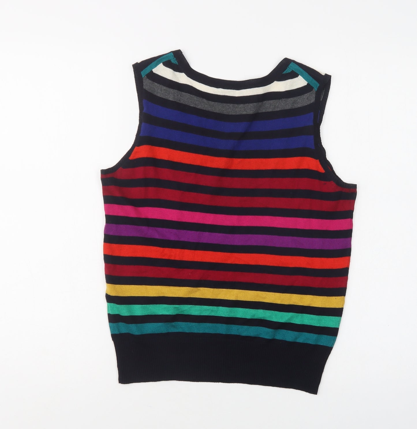Hobbs Womens Multicoloured Scoop Neck Striped Silk Vest Jumper Size 12