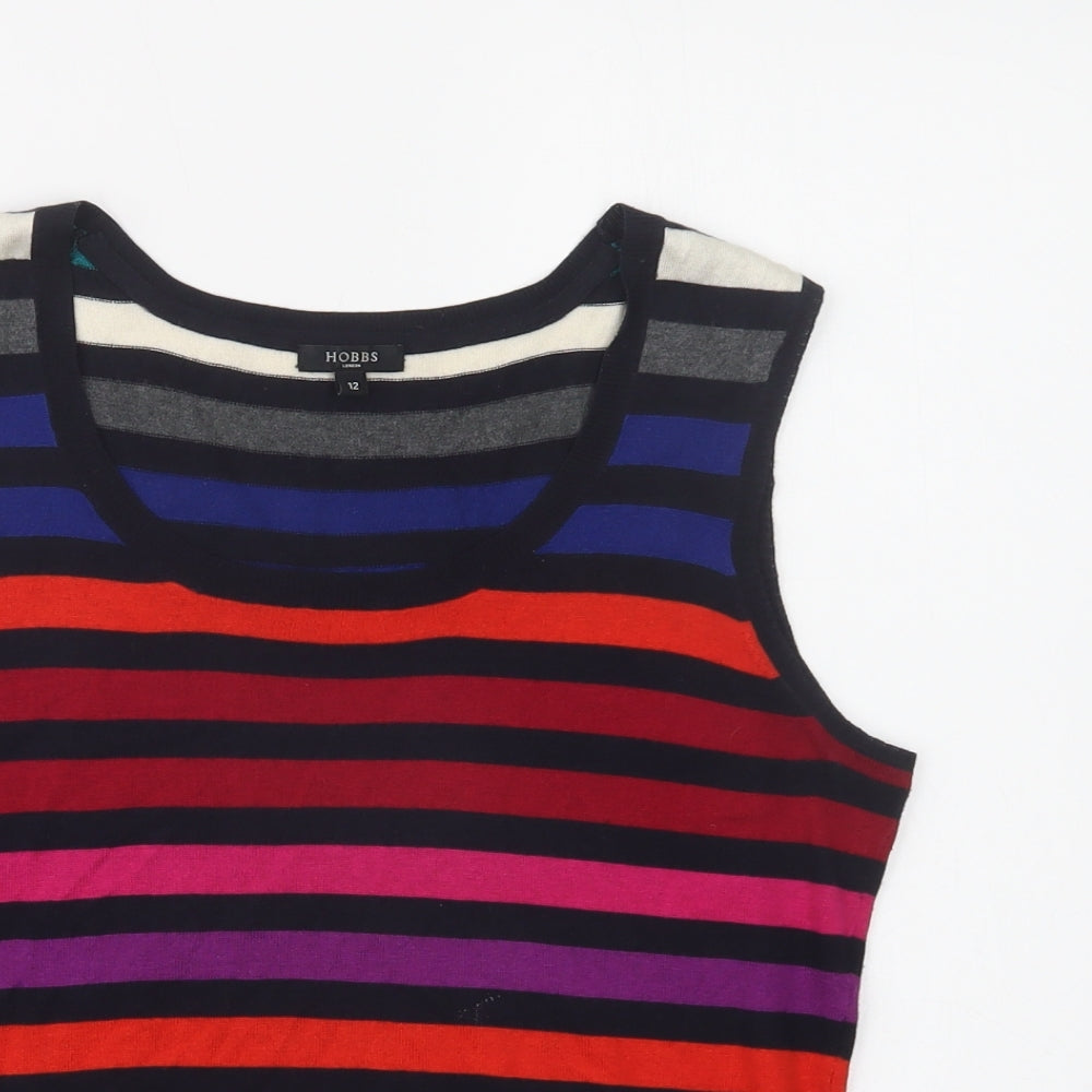 Hobbs Womens Multicoloured Scoop Neck Striped Silk Vest Jumper Size 12