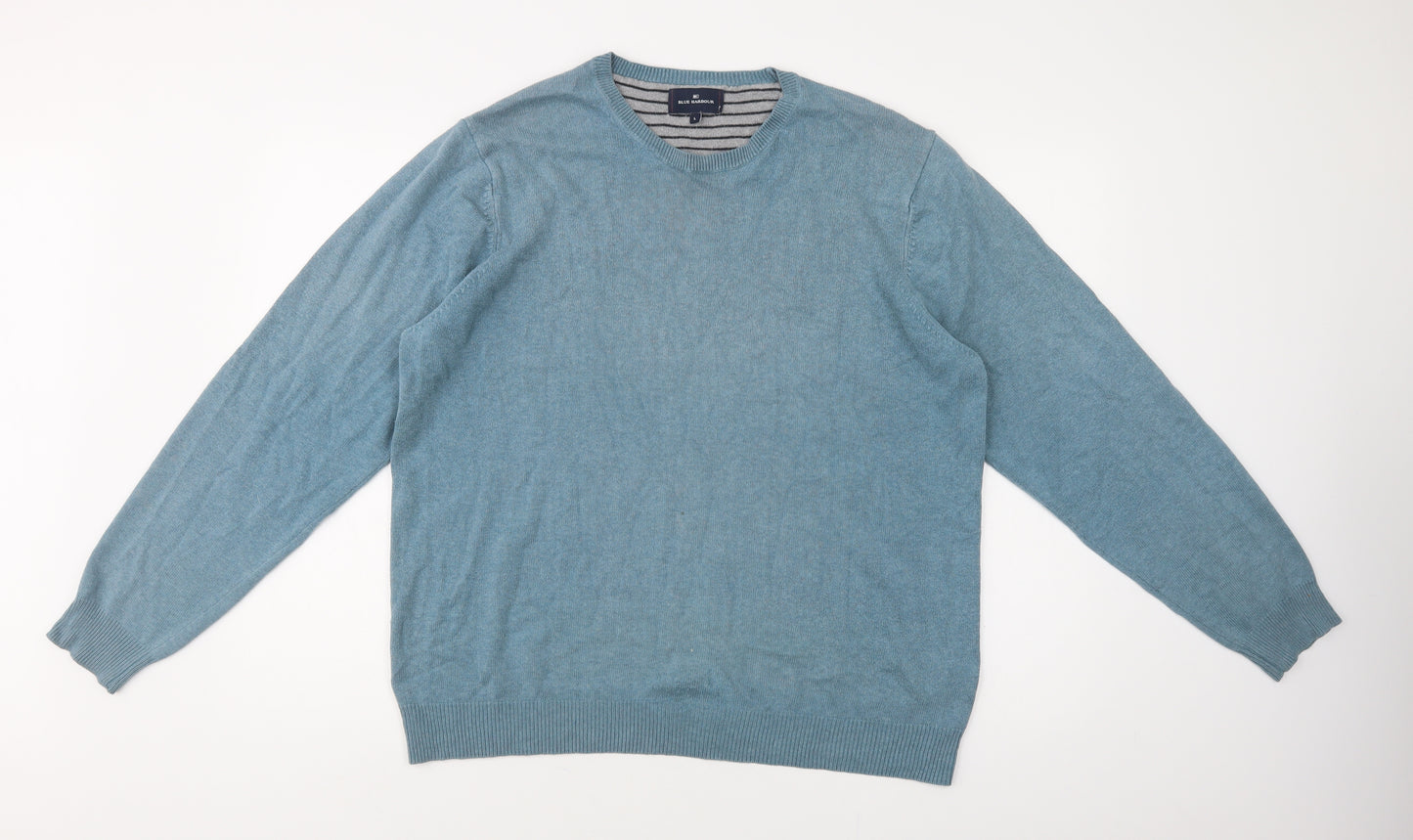 M&S Mens Blue Crew Neck  Cotton Vest Jumper Size L