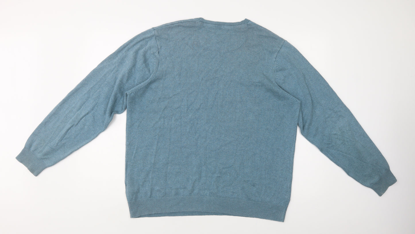 M&S Mens Blue Crew Neck  Cotton Vest Jumper Size L