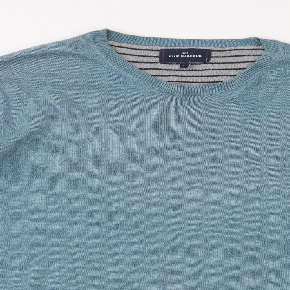 M&S Mens Blue Crew Neck  Cotton Vest Jumper Size L