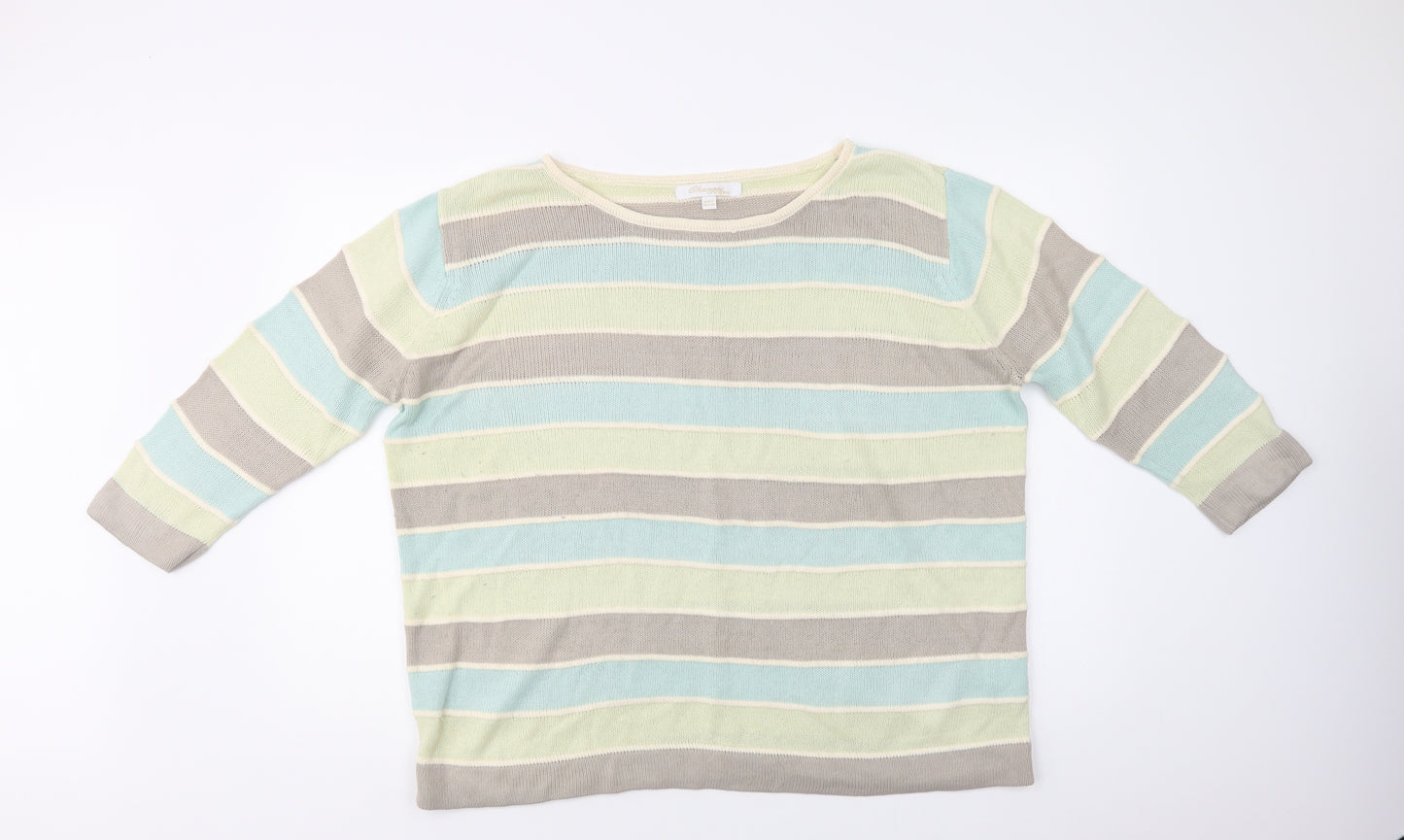 Changes Womens Multicoloured Crew Neck Striped Acrylic Pullover Jumper Size XL