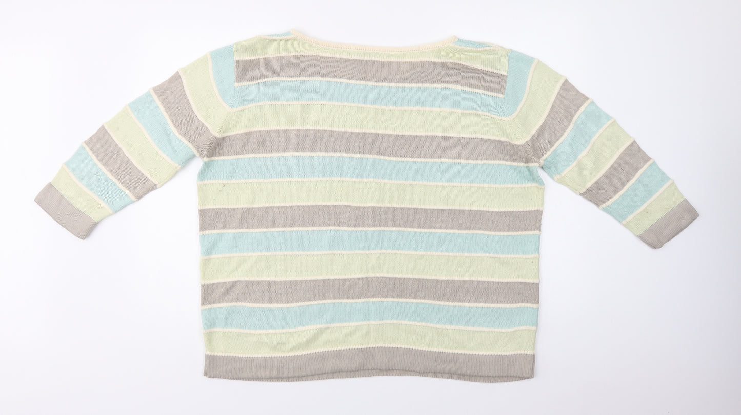 Changes Womens Multicoloured Crew Neck Striped Acrylic Pullover Jumper Size XL
