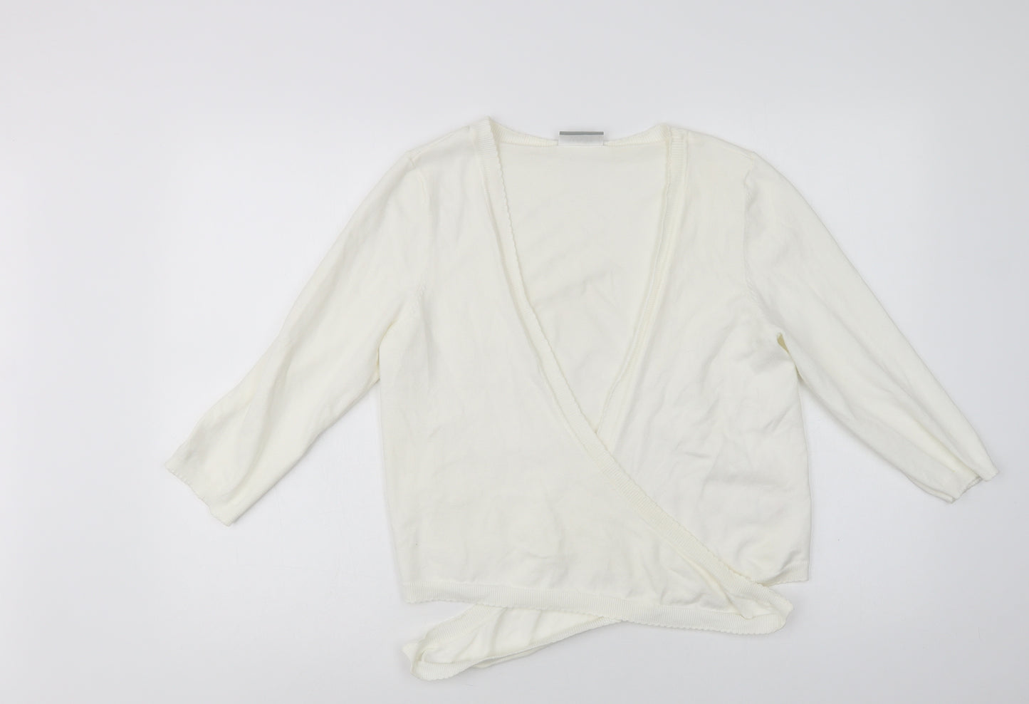 Wallis Womens Ivory V-Neck  Cotton Cardigan Jumper Size M