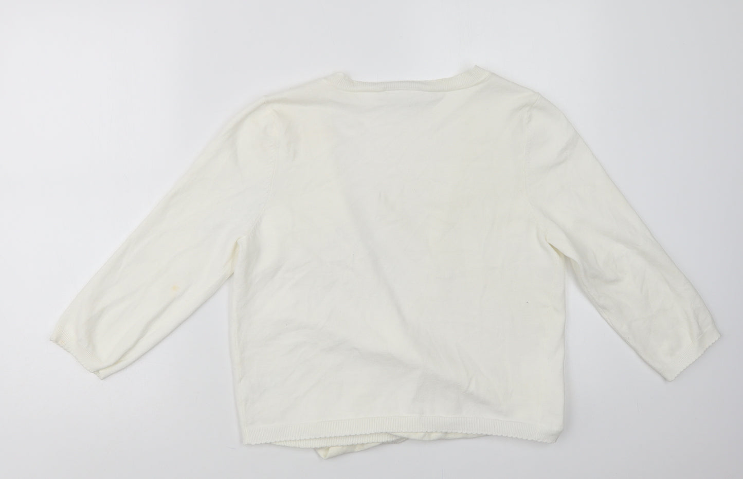 Wallis Womens Ivory V-Neck  Cotton Cardigan Jumper Size M
