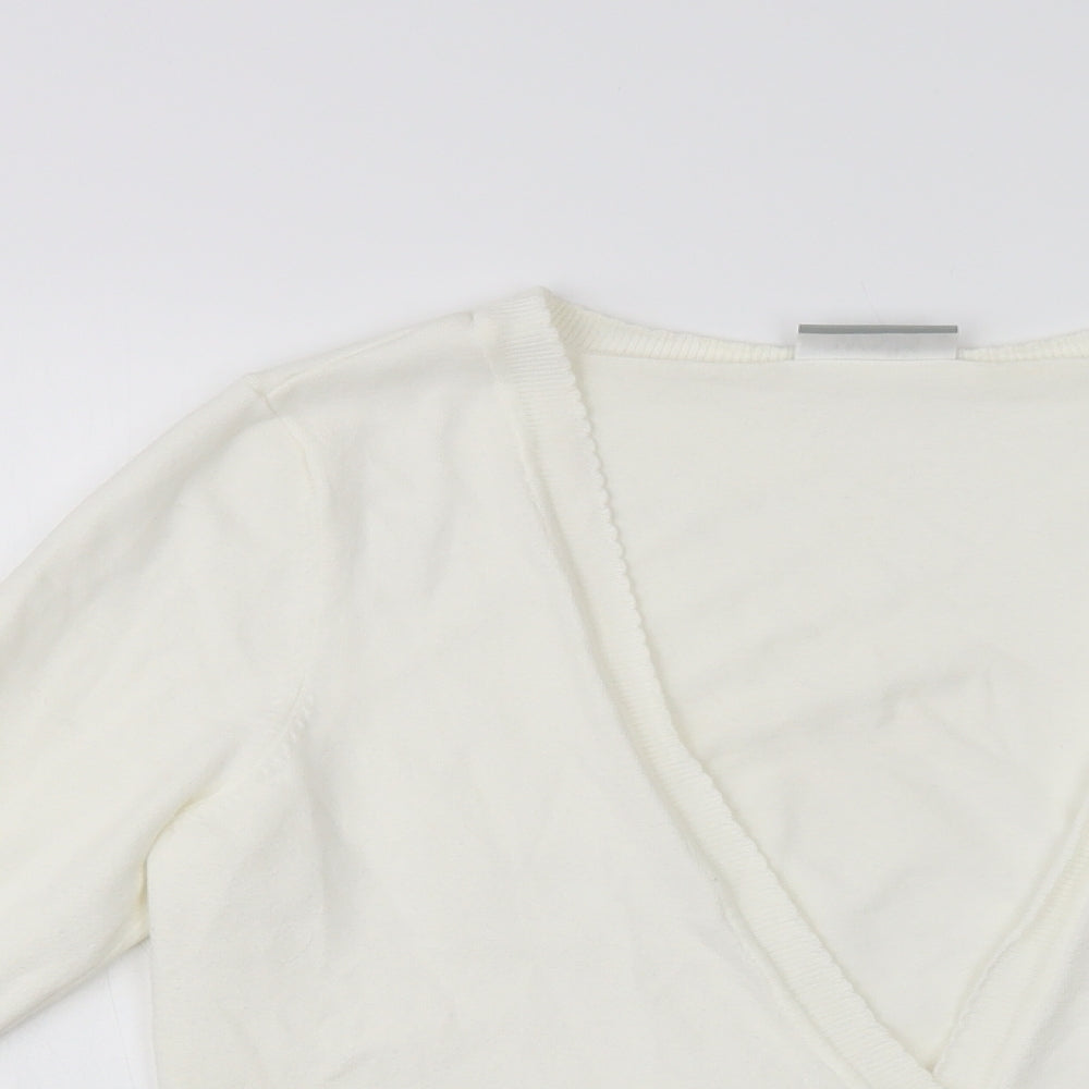 Wallis Womens Ivory V-Neck  Cotton Cardigan Jumper Size M