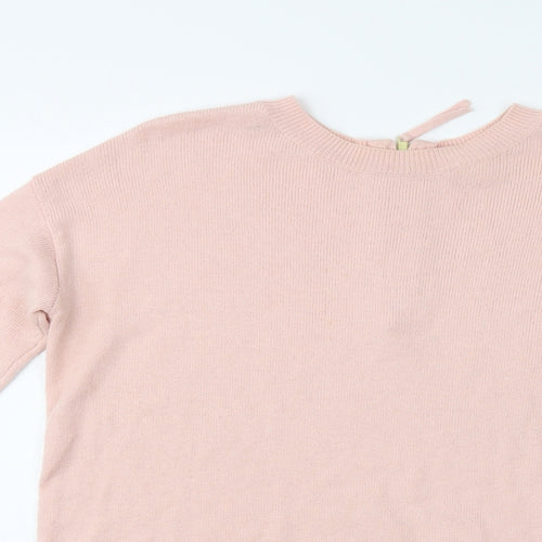 H&M Womens Pink Crew Neck  Polyester Pullover Jumper Size S