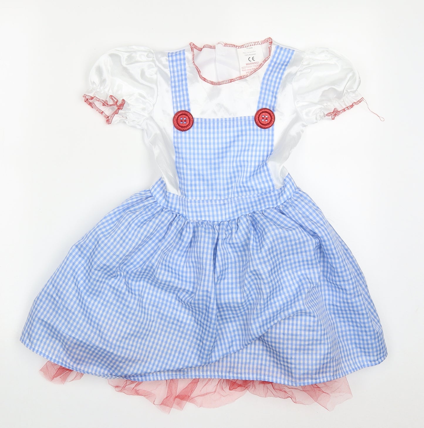 B&M Girls Blue Check Polyester Skater Dress  Size 7-8 Years  Round Neck  - Fancy Dress