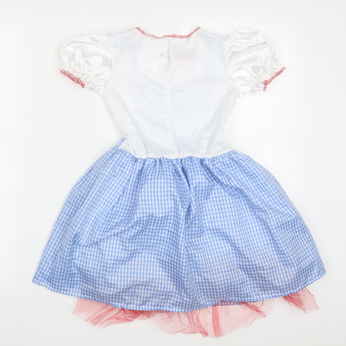 B&M Girls Blue Check Polyester Skater Dress  Size 7-8 Years  Round Neck  - Fancy Dress