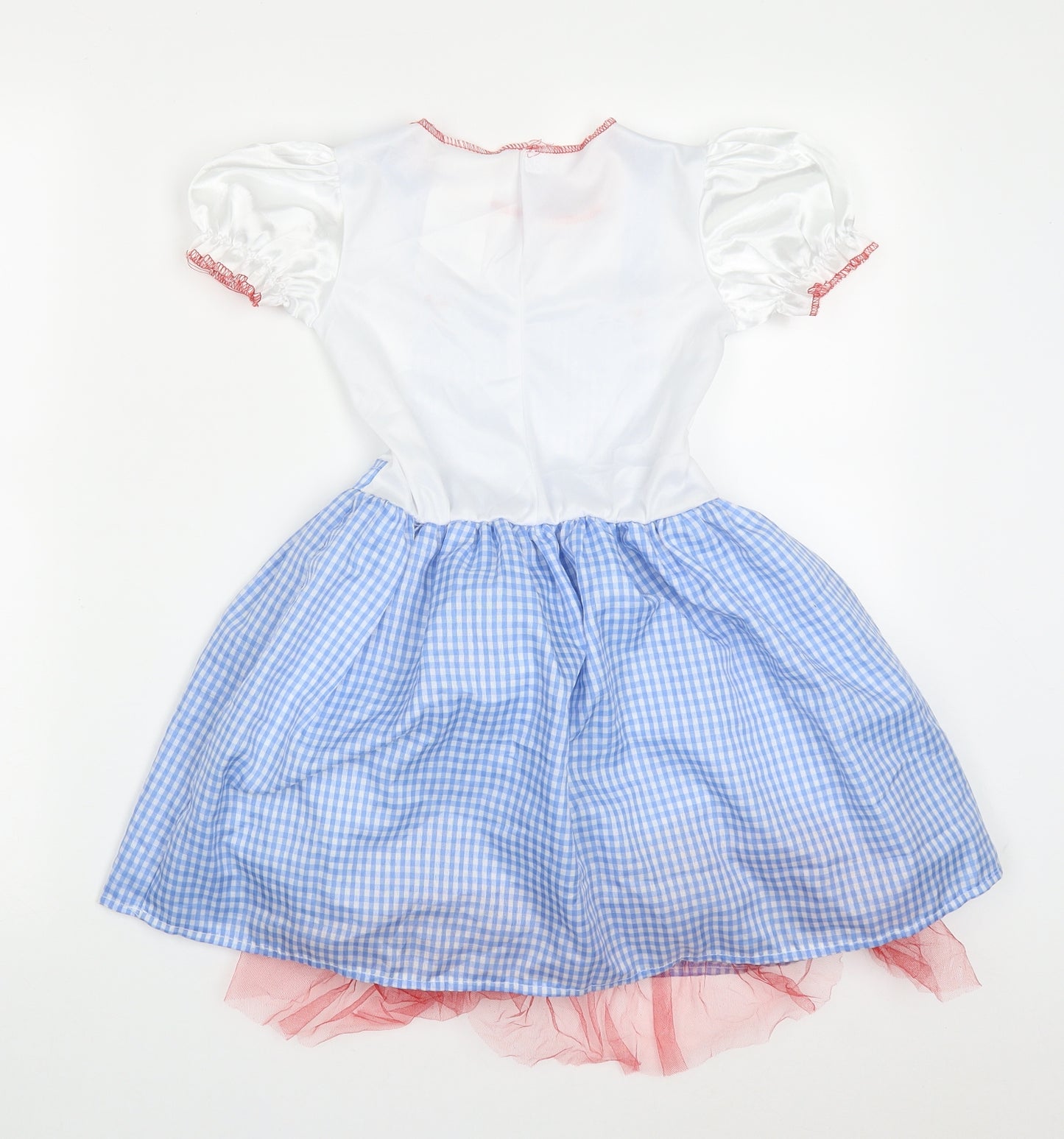 B&M Girls Blue Check Polyester Skater Dress  Size 7-8 Years  Round Neck  - Fancy Dress