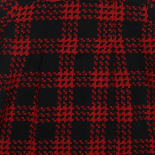 Monaco Womens Red Check  Pea Coat Coat Size 14  Button