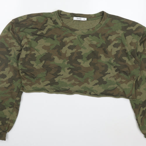 Just Fab Womens Green Camouflage Cotton Pullover Sweatshirt Size XL  Pullover