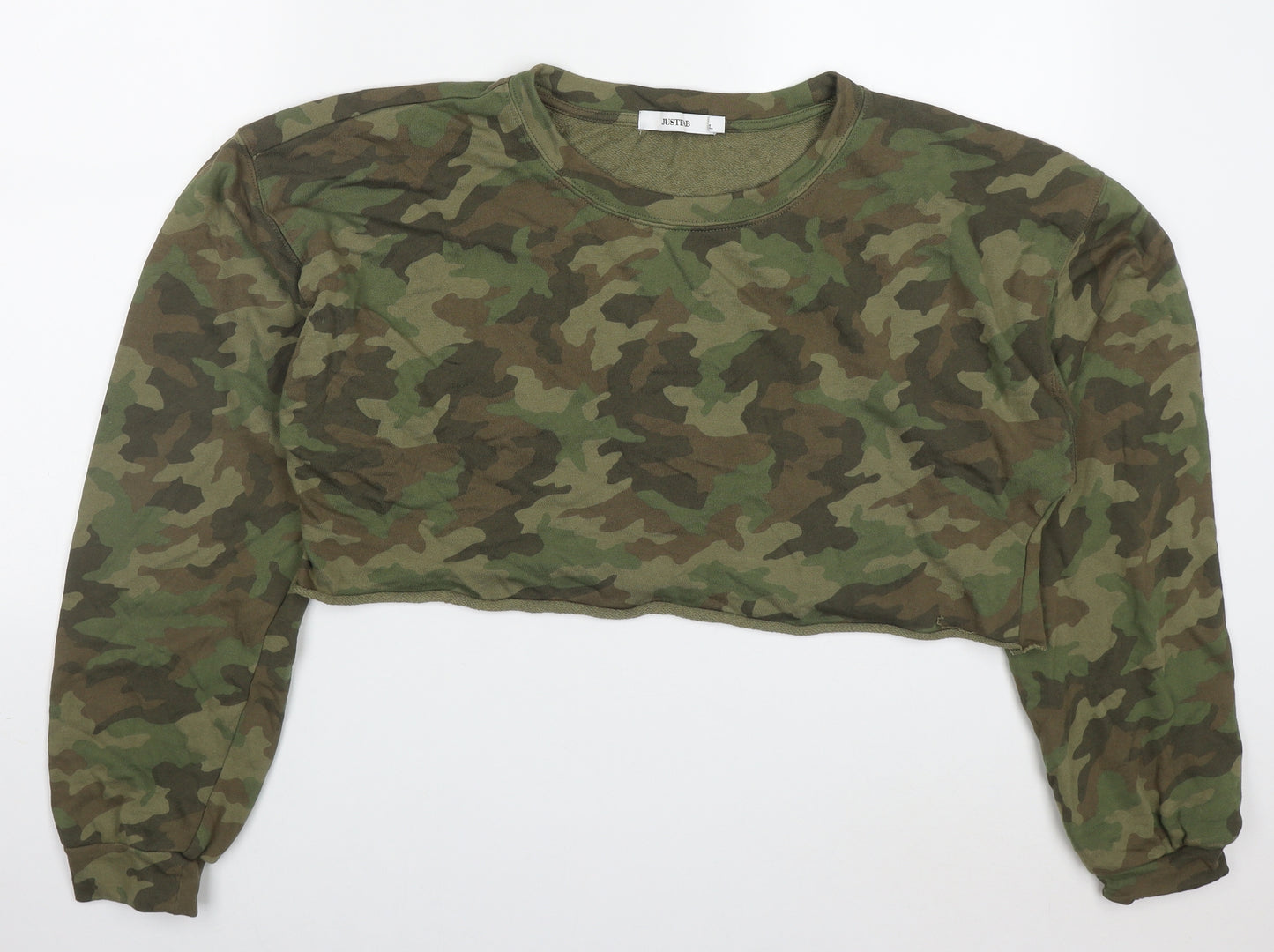 Just Fab Womens Green Camouflage Cotton Pullover Sweatshirt Size XL  Pullover