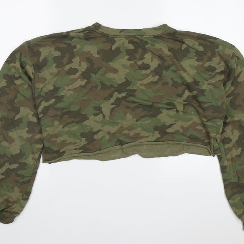 Just Fab Womens Green Camouflage Cotton Pullover Sweatshirt Size XL  Pullover