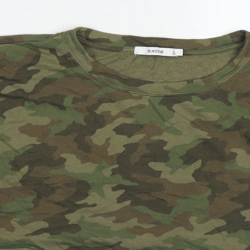 Just Fab Womens Green Camouflage Cotton Pullover Sweatshirt Size XL  Pullover
