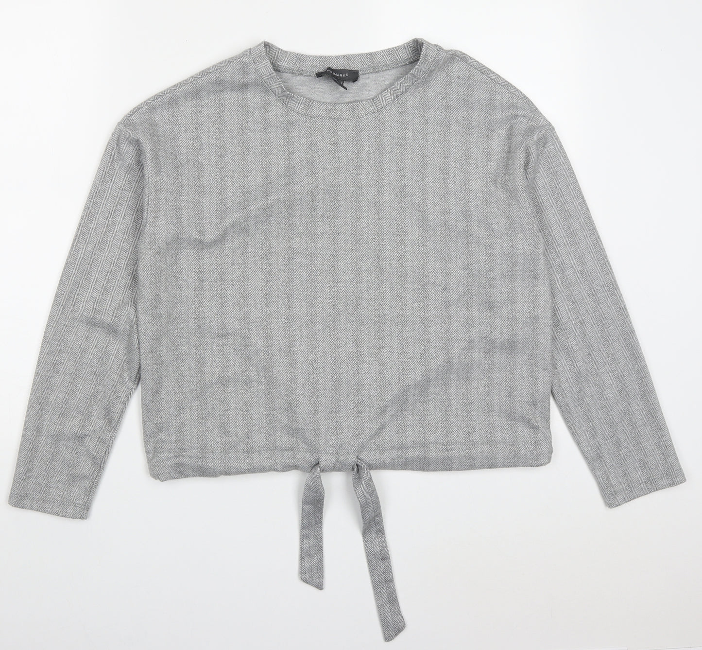 Primark Womens Grey Herringbone Polyester Pullover Sweatshirt Size 10  Pullover