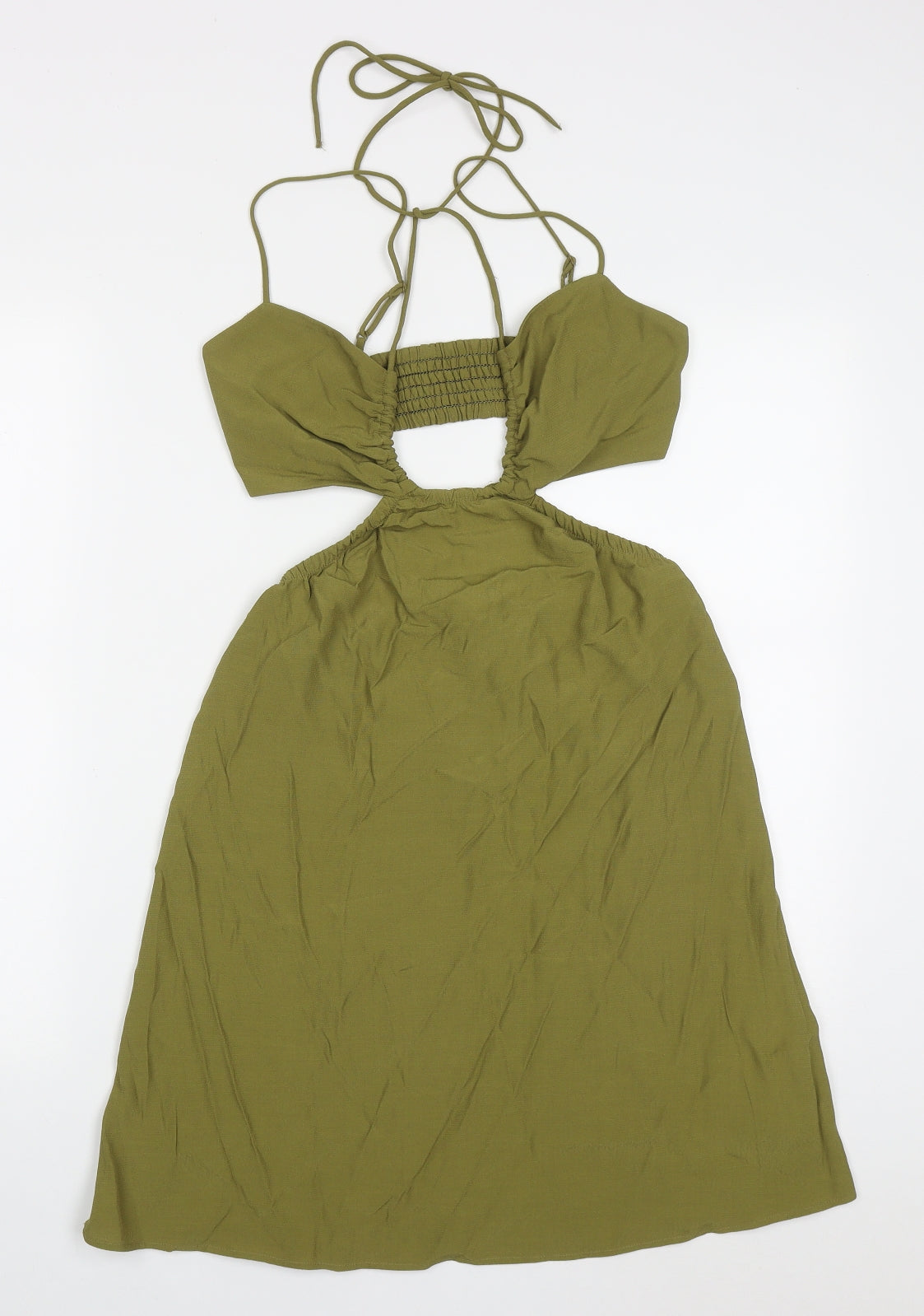 H&M Womens Green  Viscose Mini  Size XS  Halter Tie - Cut Out