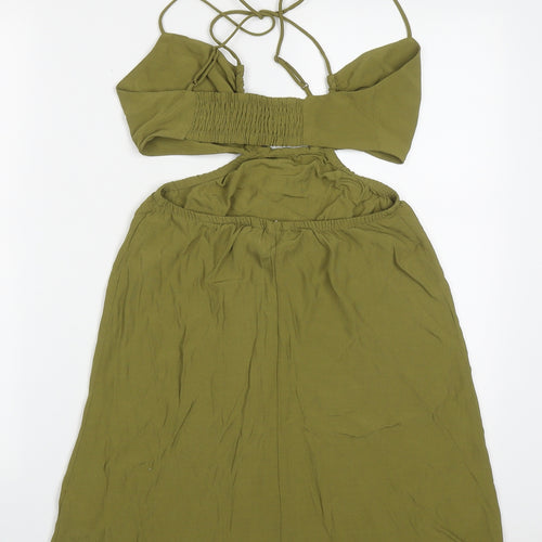 H&M Womens Green  Viscose Mini  Size XS  Halter Tie - Cut Out