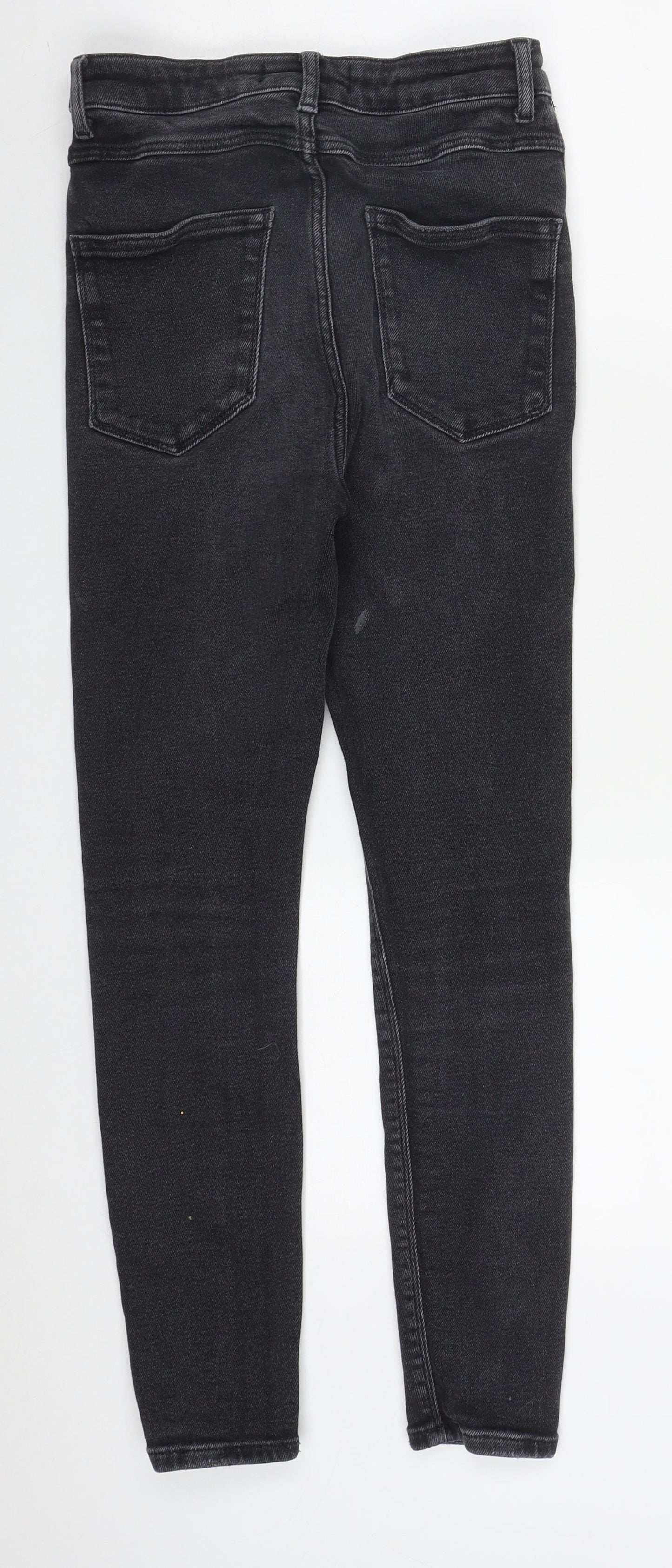 Zara Womens Grey  Cotton Skinny Jeans Size 10 L27 in Regular Button