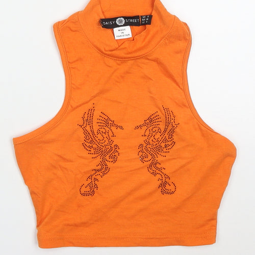 Daisy Street Womens Orange  Polyester Cropped Tank Size 8 Round Neck - Dragons