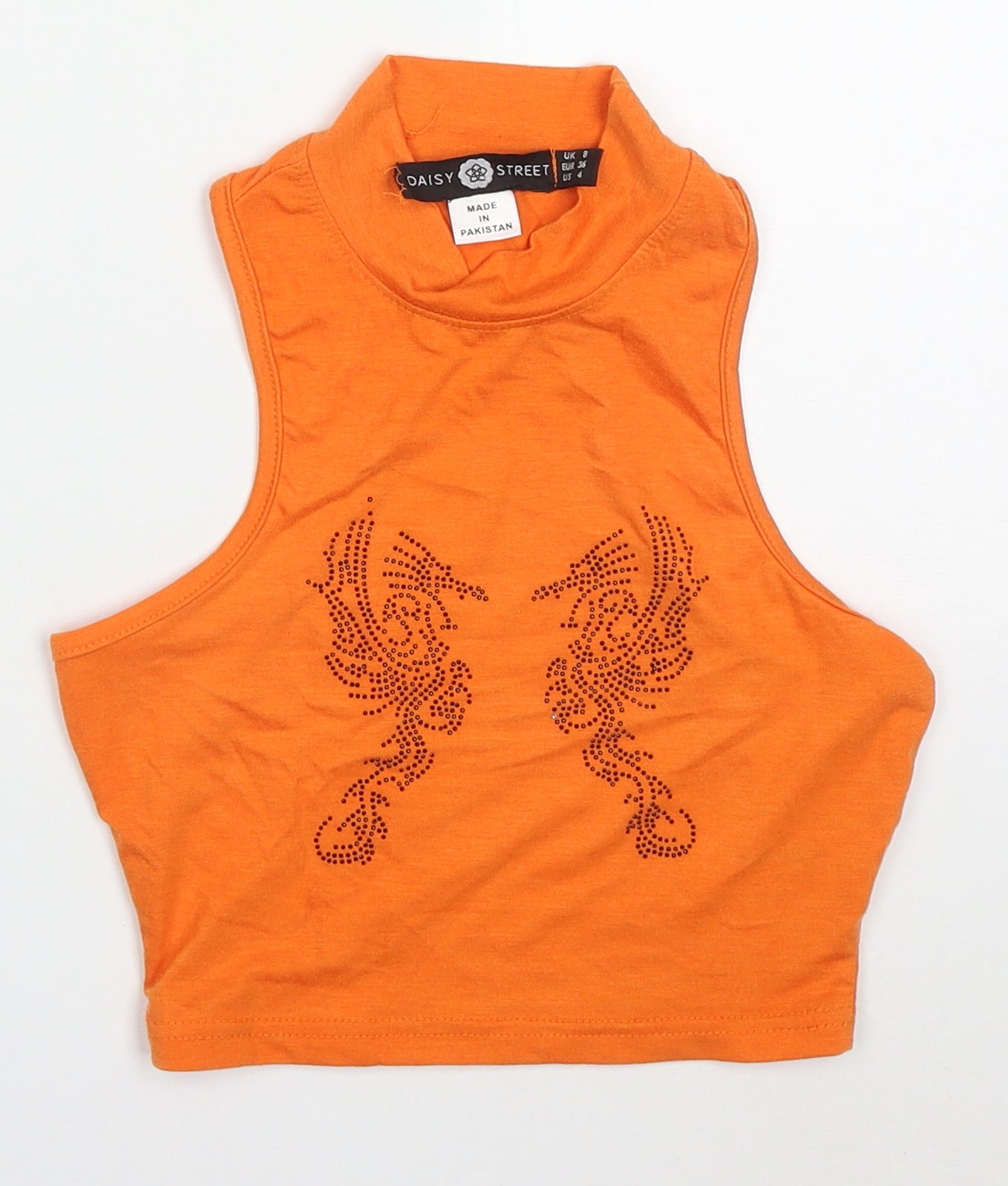 Daisy Street Womens Orange  Polyester Cropped Tank Size 8 Round Neck - Dragons