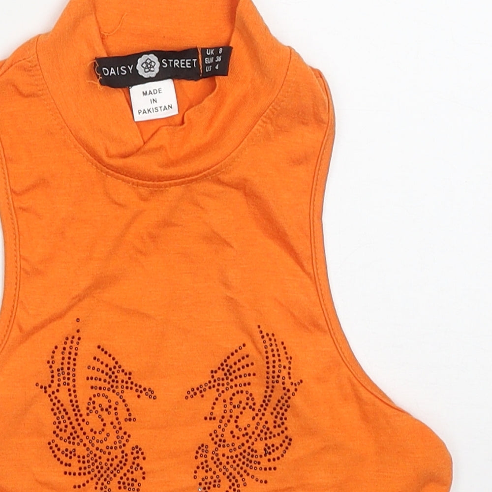 Daisy Street Womens Orange  Polyester Cropped Tank Size 8 Round Neck - Dragons