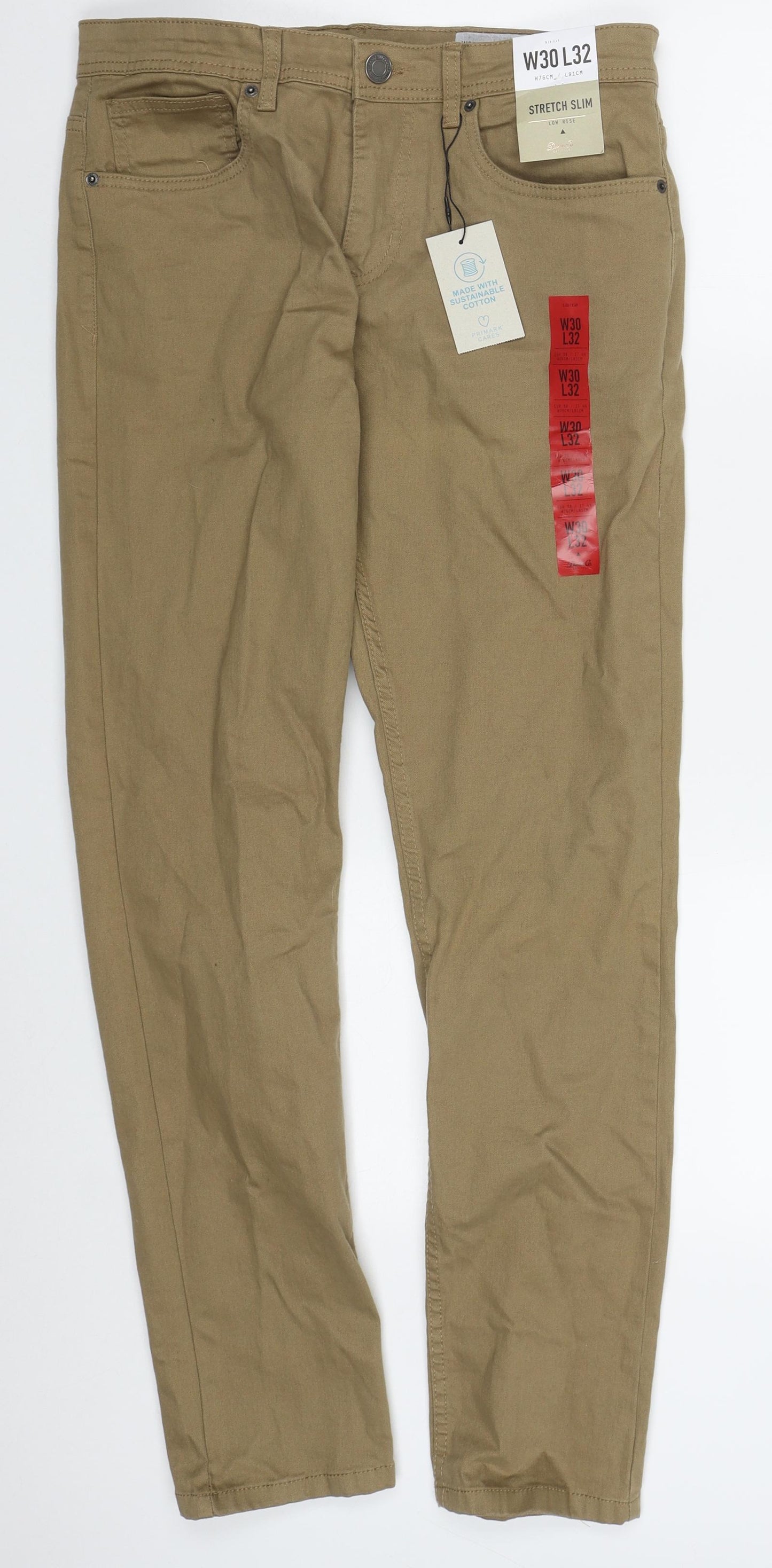 Denim Co Mens Beige  Cotton Straight Jeans Size 30 L32 in Slim Button