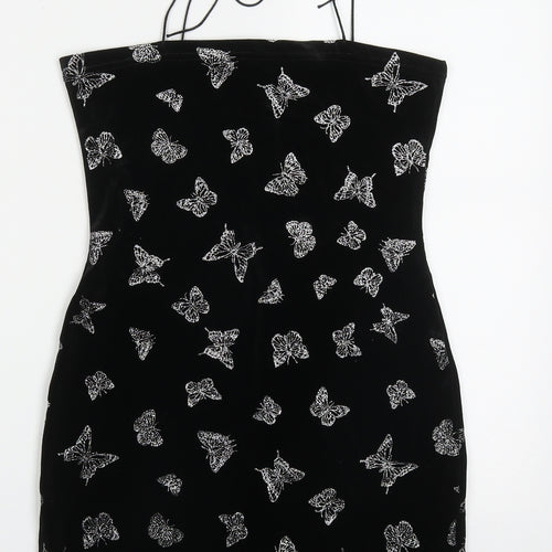 SheIn Womens Black  Polyester Mini  Size S  Round Neck Pullover - Butterflies