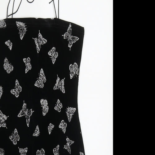 SheIn Womens Black  Polyester Mini  Size S  Round Neck Pullover - Butterflies
