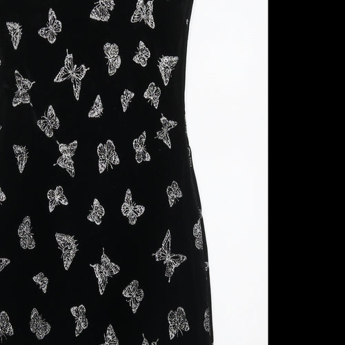 SheIn Womens Black  Polyester Mini  Size S  Round Neck Pullover - Butterflies
