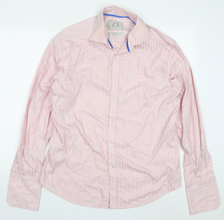 NEXT Mens Pink Striped Cotton Dress Shirt Size 16.5 Collared Button