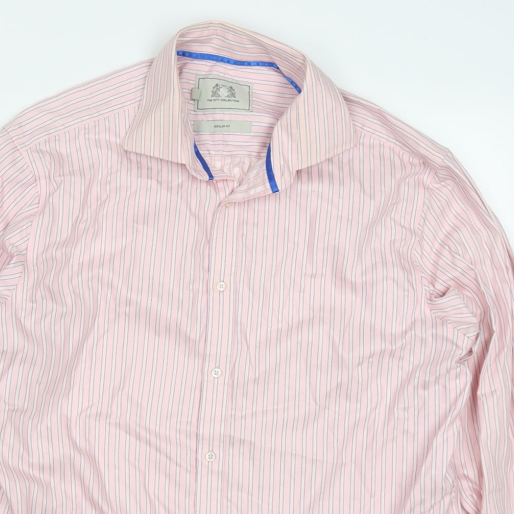 NEXT Mens Pink Striped Cotton  Dress Shirt Size 16.5 Collared Button