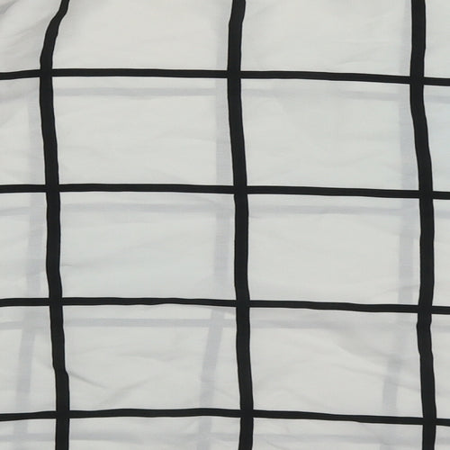Zara Womens White Check Polyester Basic Blouse Size XS Round Neck