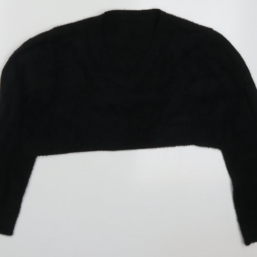 SheIn Womens Black V-Neck  Acrylic Pullover Jumper Size S