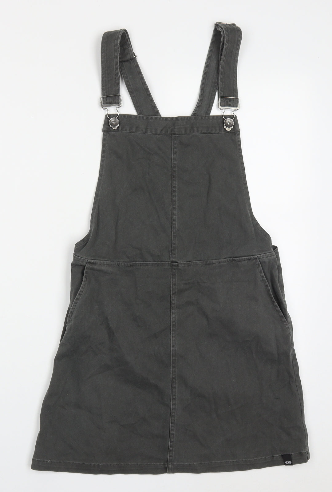 Animal Womens Grey  Cotton Pinafore/Dungaree Dress  Size 6  Square Neck Buckle