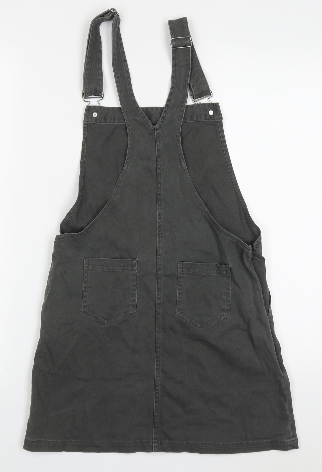 Animal Womens Grey  Cotton Pinafore/Dungaree Dress  Size 6  Square Neck Buckle