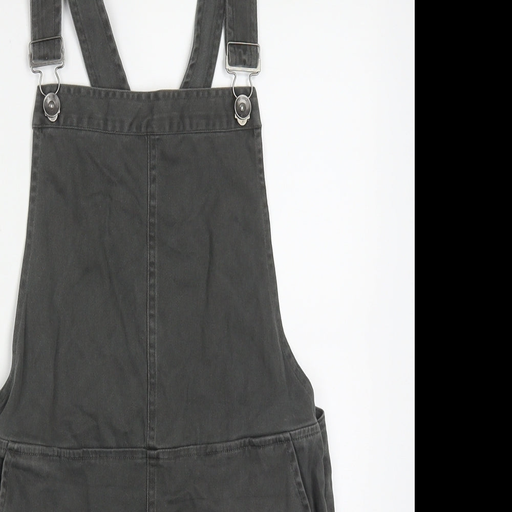 Animal Womens Grey  Cotton Pinafore/Dungaree Dress  Size 6  Square Neck Buckle