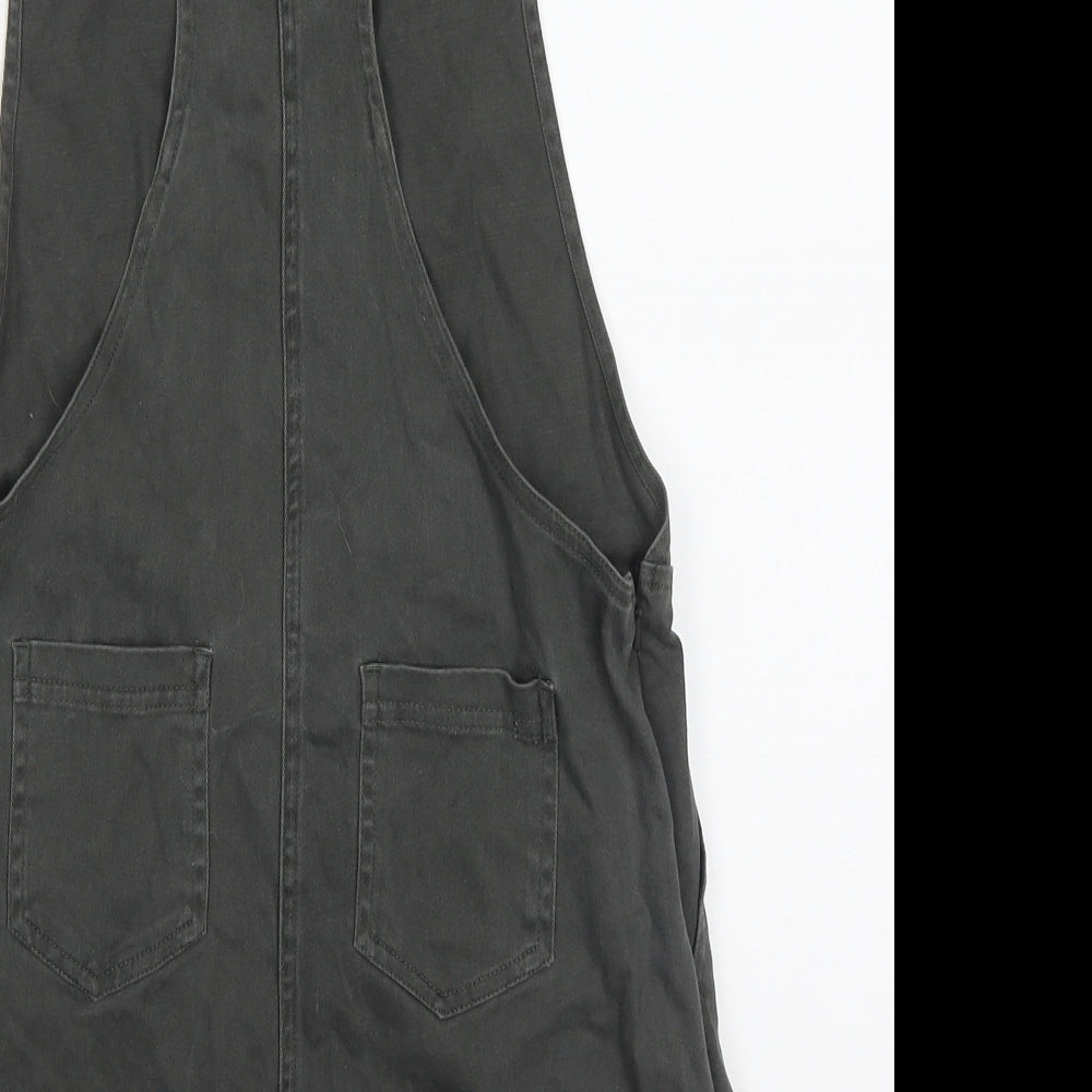 Animal Womens Grey  Cotton Pinafore/Dungaree Dress  Size 6  Square Neck Buckle