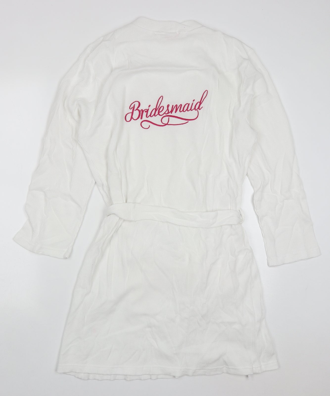 Preworn Womens White Solid Cotton Kimono Robe Size M  Tie - Bridesmaid
