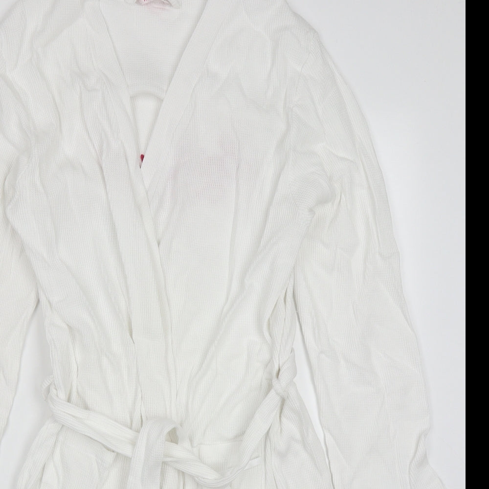 Preworn Womens White Solid Cotton Kimono Robe Size M  Tie - Bridesmaid