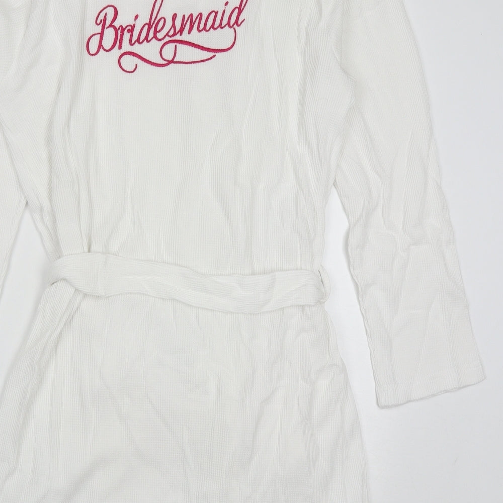Preworn Womens White Solid Cotton Kimono Robe Size M  Tie - Bridesmaid