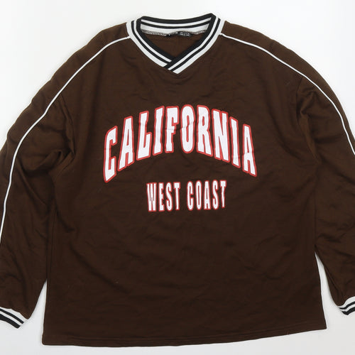 SheIn Womens Brown  Polyester Pullover Sweatshirt Size S  Pullover - California West Coast