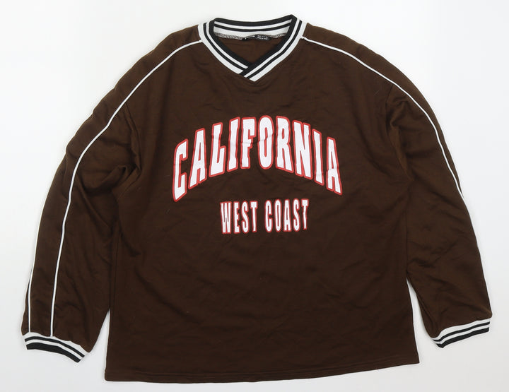 SheIn Womens Brown  Polyester Pullover Sweatshirt Size S  Pullover - California West Coast