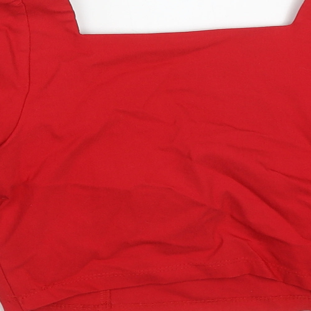 Primark Womens Red  Viscose Cropped T-Shirt Size 6 Square Neck