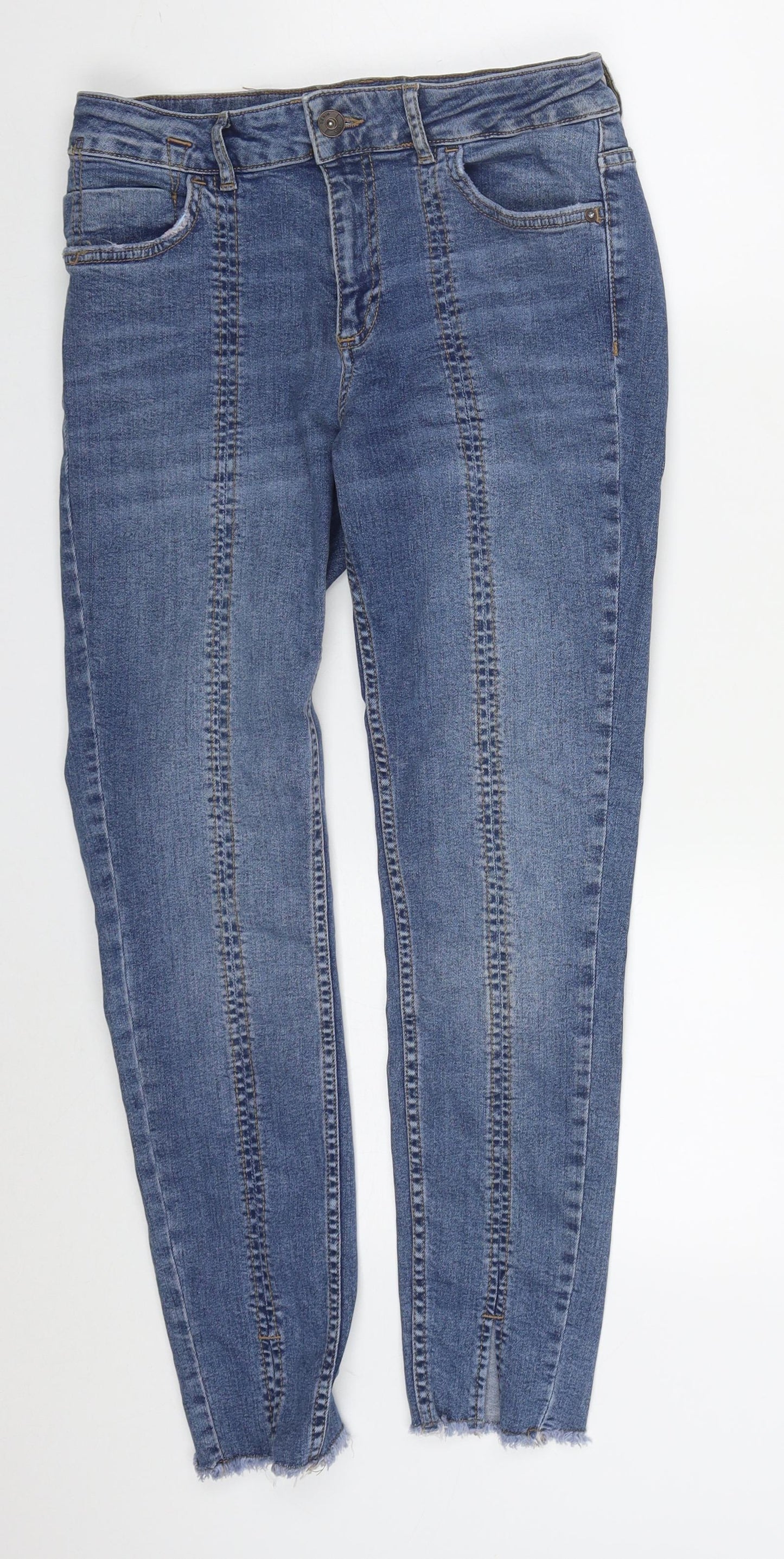 Zara Womens Blue  Cotton Skinny Jeans Size 10 L26 in Regular Button