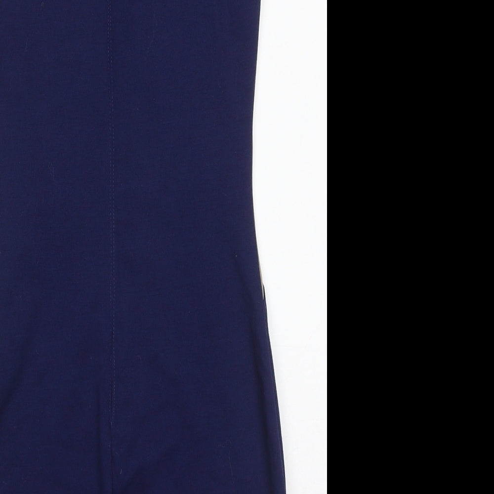 Lipsy Womens Blue  Polyester Pencil Dress  Size 10  Round Neck Zip - Beige