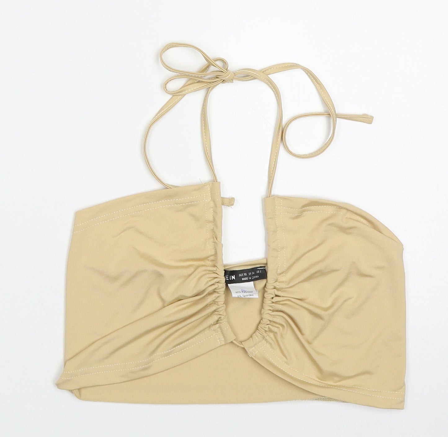 SheIn Womens Beige  Polyester Cropped Tank Size XS Halter