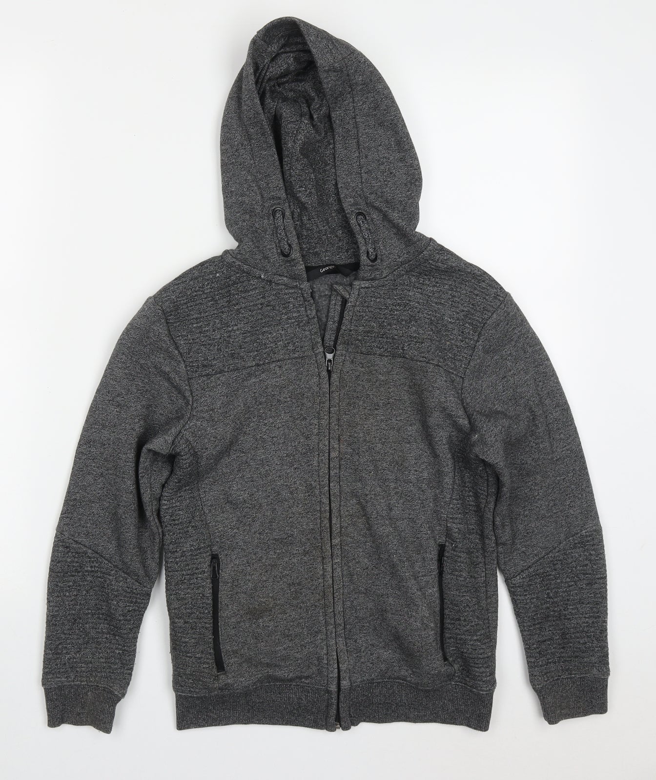 George Boys Grey  Cotton Full Zip Hoodie Size 9-10 Years  Zip
