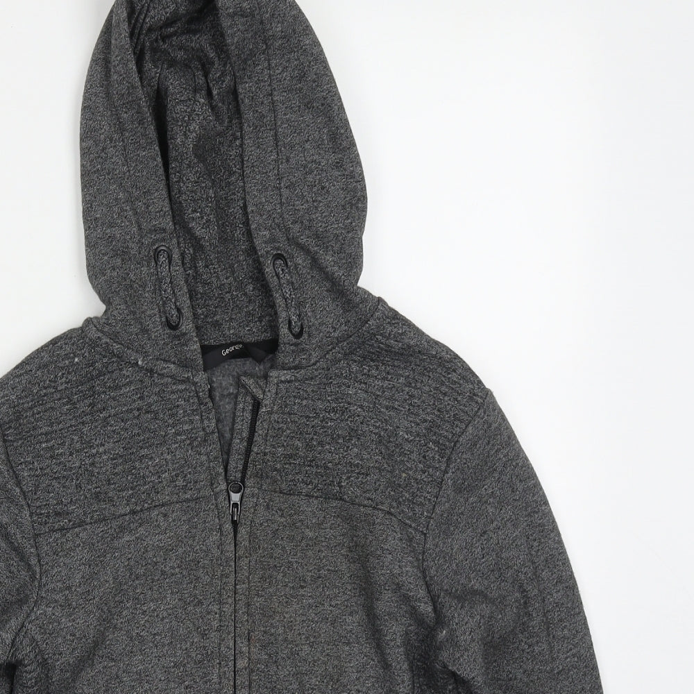 George Boys Grey  Cotton Full Zip Hoodie Size 9-10 Years  Zip